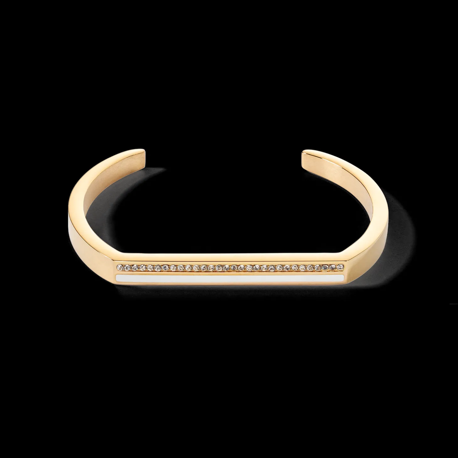Bangle Cuff Square Stripes gold-white
