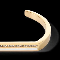Bangle Cuff Square Stripes gold-white