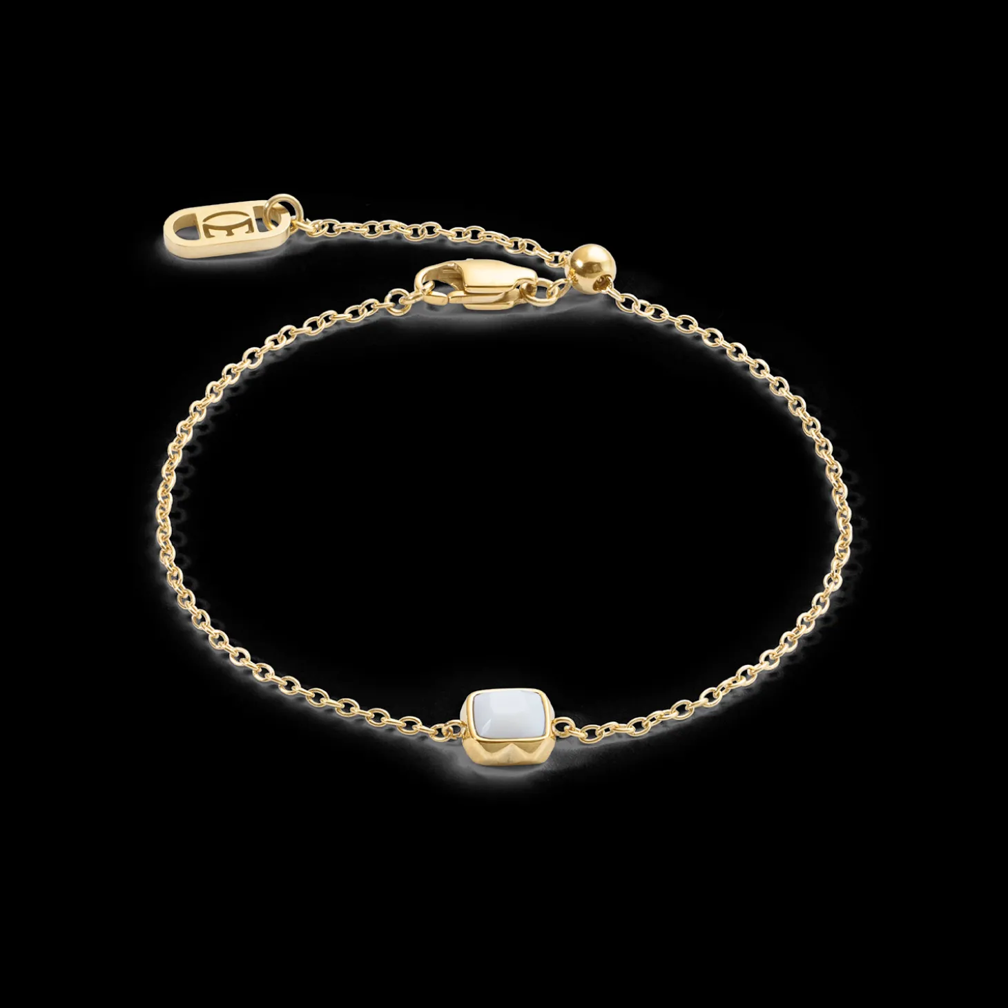 Birthstone April Bracelet White Quartz Gold