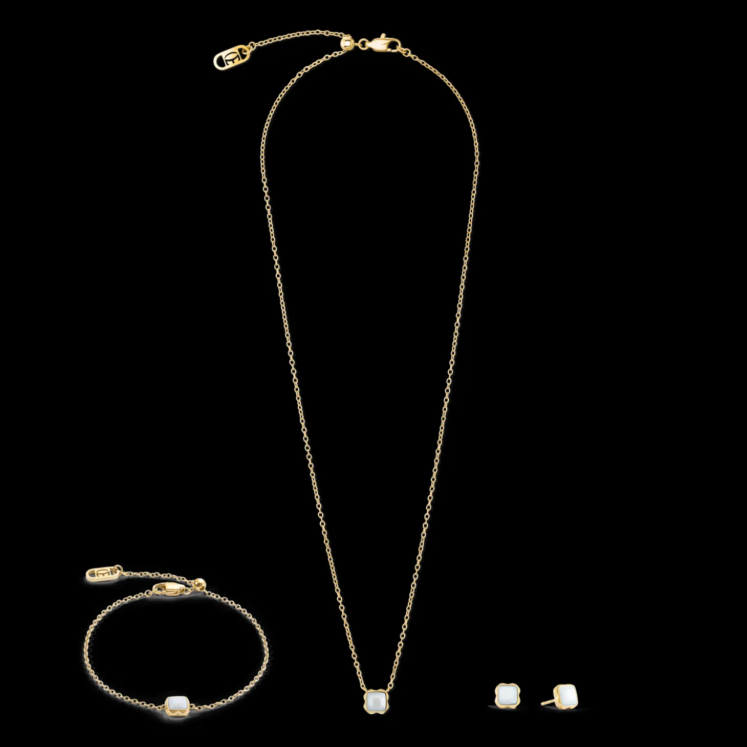 Birthstone April Bracelet White Quartz Gold