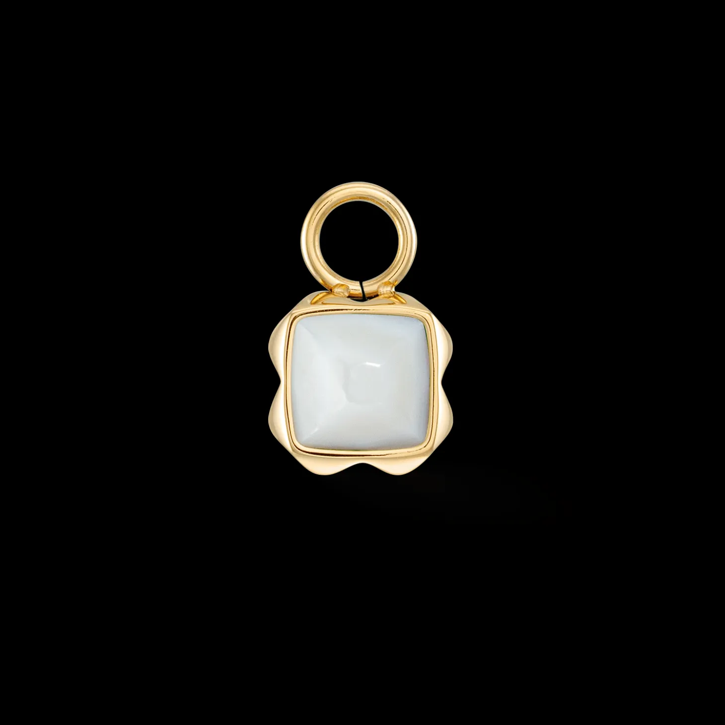 Birthstone April Charm White Quartz Gold