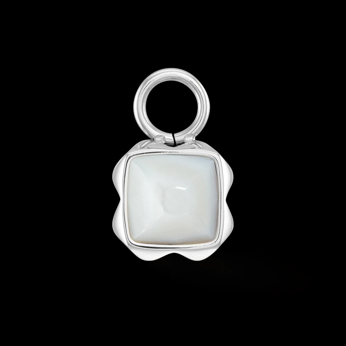 Birthstone April Charm White Quartz Silver