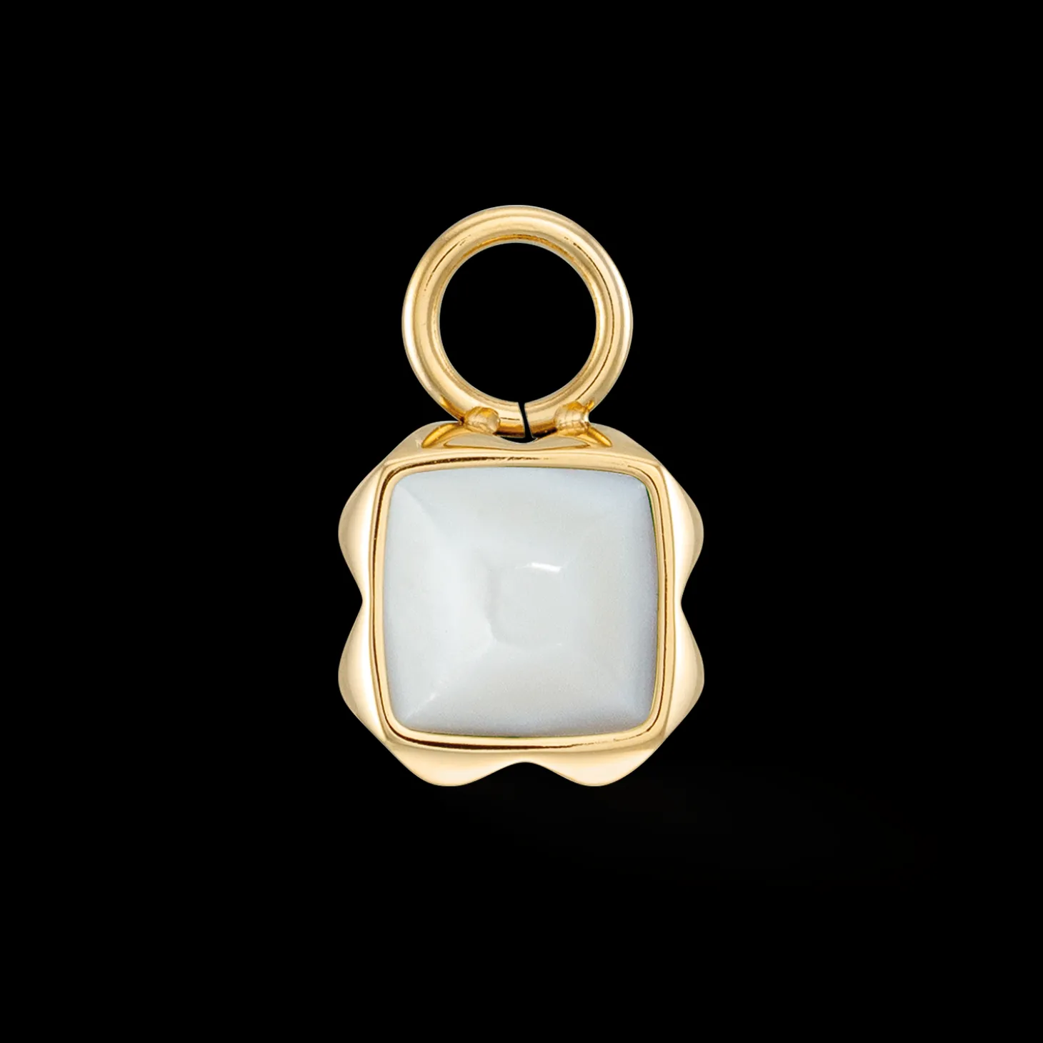 Birthstone April Charm White Quartz Gold