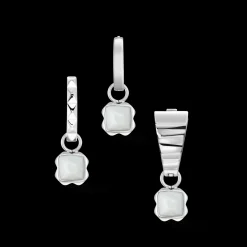 Birthstone April Charm White Quartz Silver