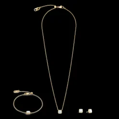 Birthstone April Necklace White Quartz Gold