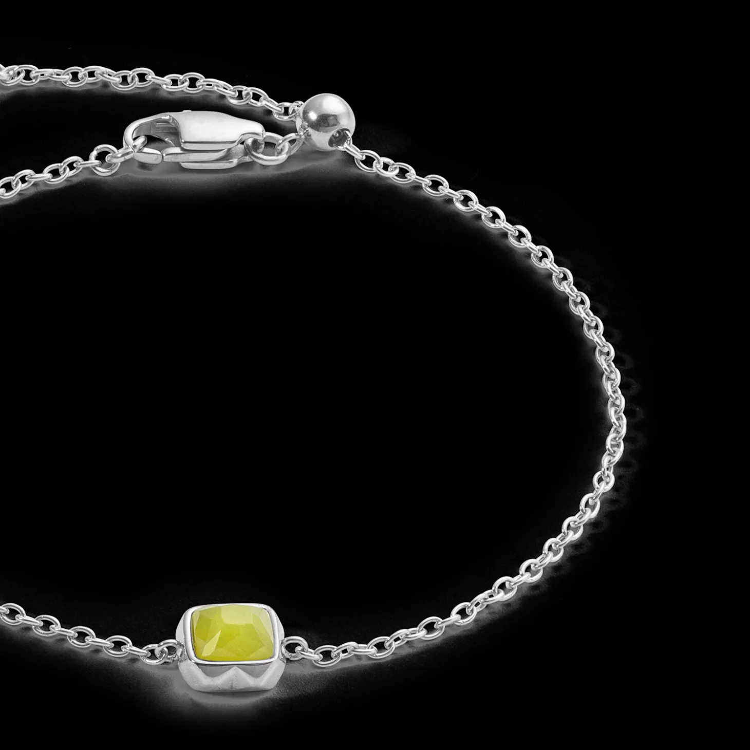 Birthstone August Bracelet Green Jade Silver