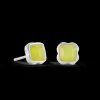 Birthstone August Earrings Green Jade Silver