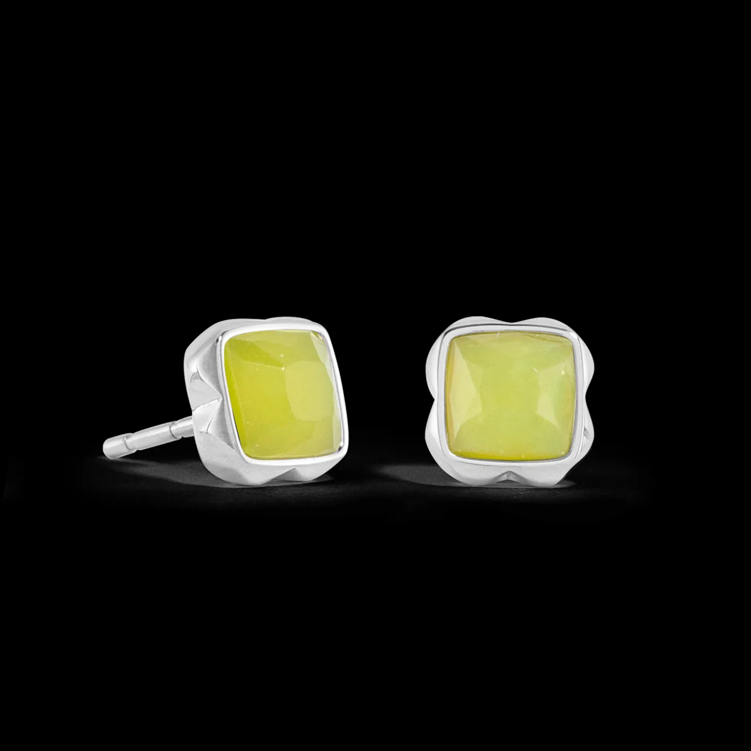 Birthstone August Earrings Green Jade Silver
