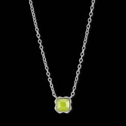Birthstone August Necklace Green Jade Silver