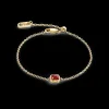 Birthstone January Bracelet Red Agate Gold