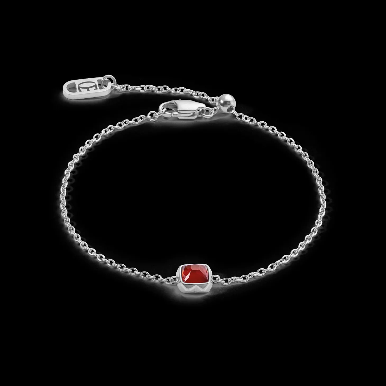 Birthstone January Bracelet Red Agate Silver