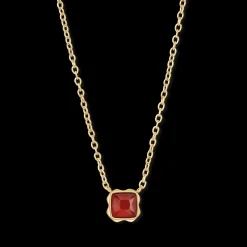 Birthstone January Necklace Red Agate Gold