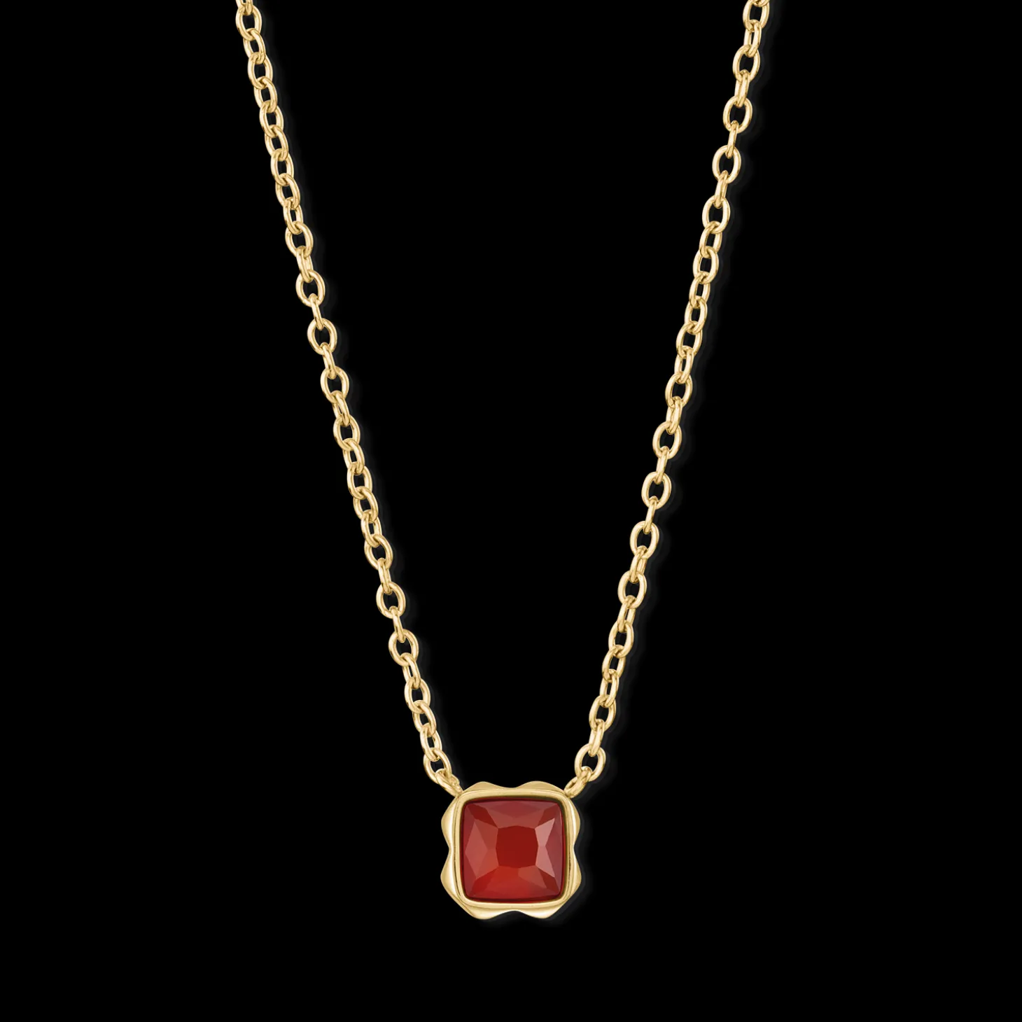 Birthstone January Necklace Red Agate Gold