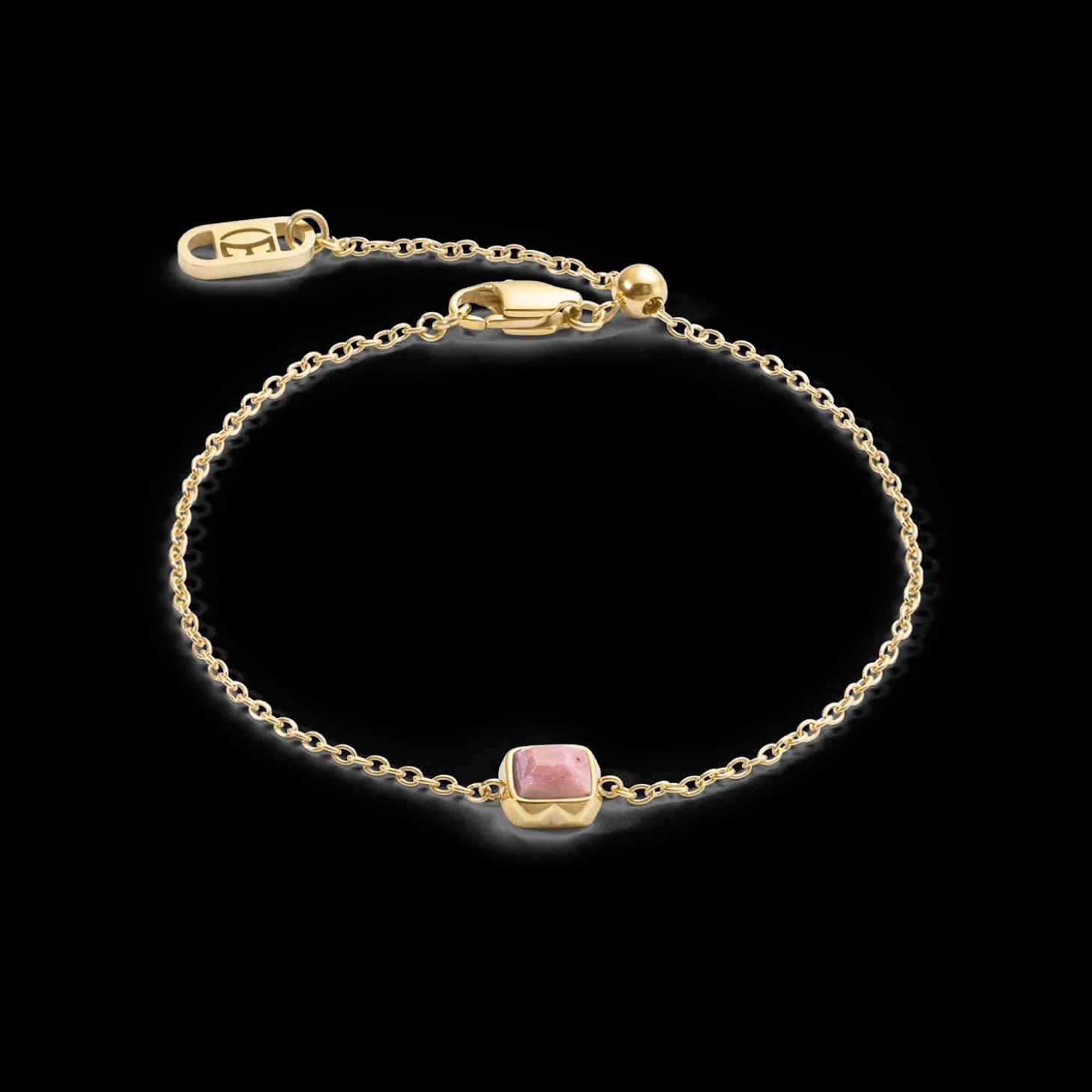 Birthstone July Bracelet Rhodochrosite Gold