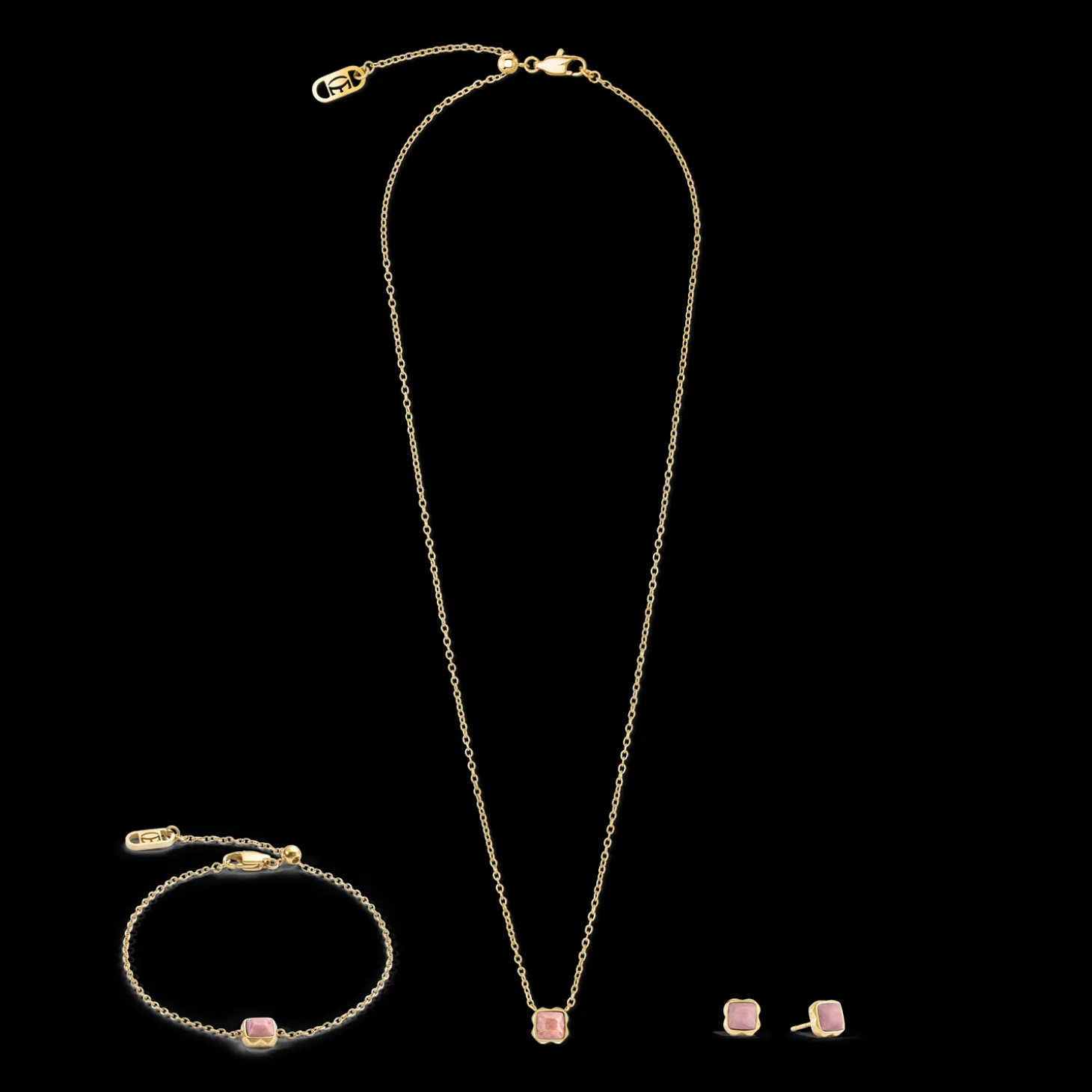 Birthstone July Earrings Rhodochrosite Gold