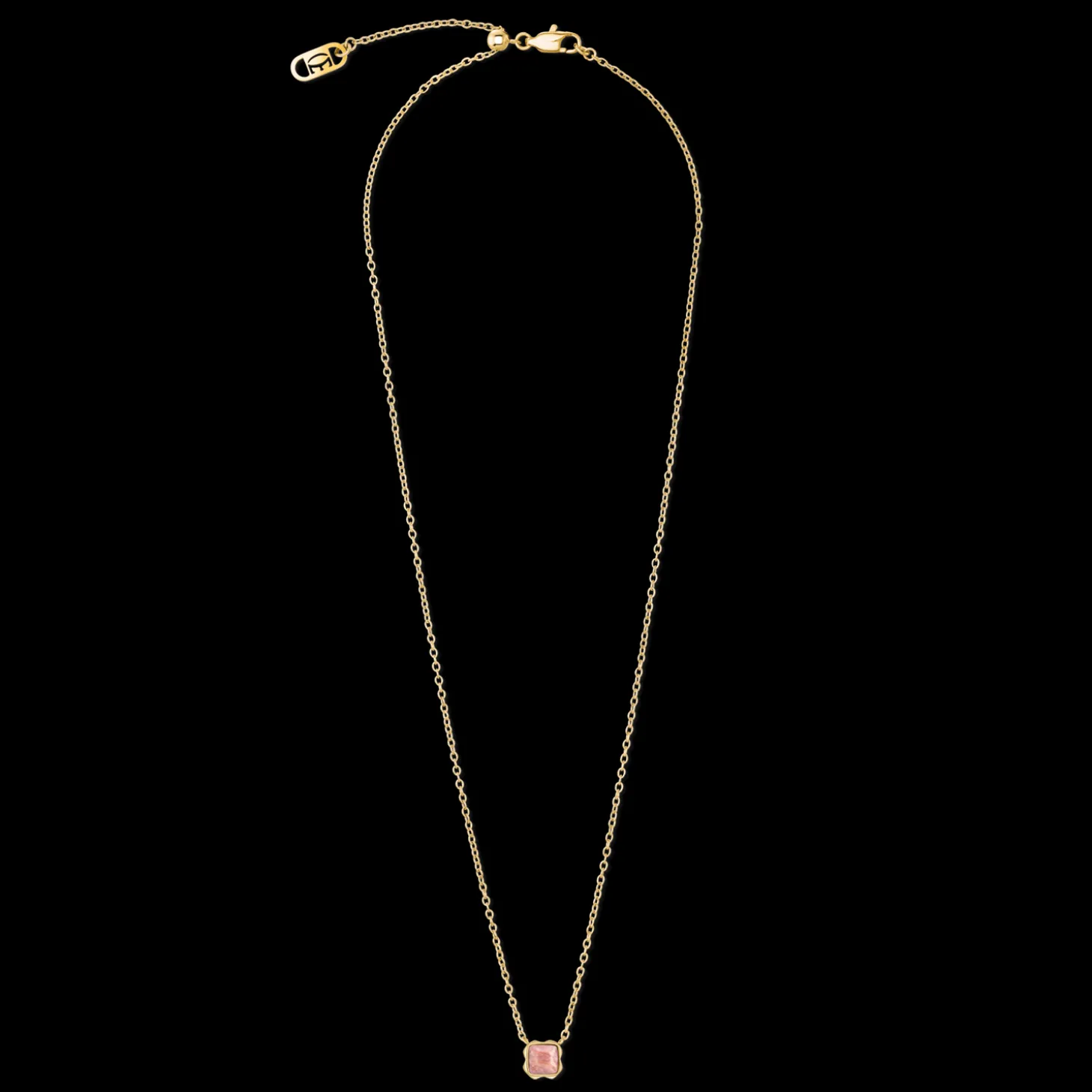 Birthstone July Necklace Rhodochrosite Gold
