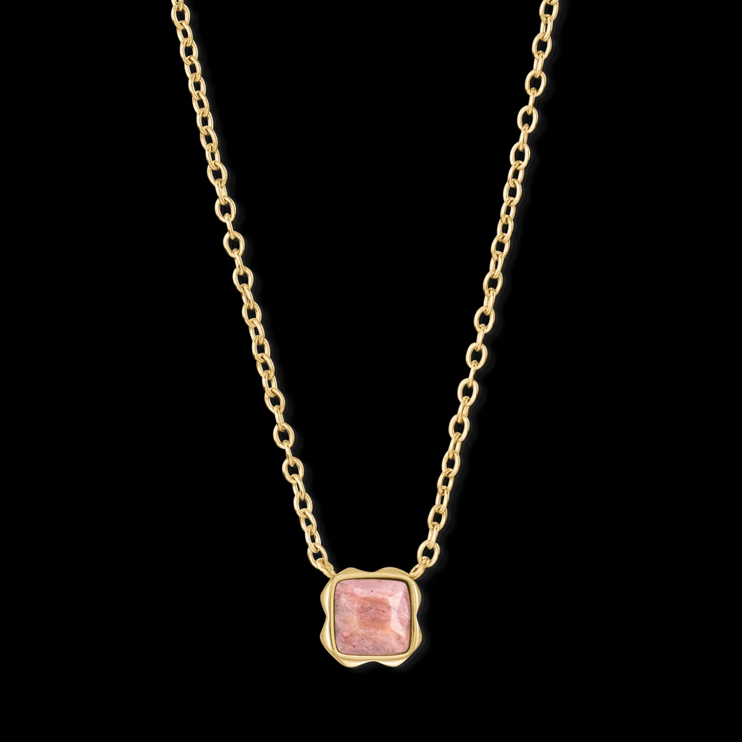 Birthstone July Necklace Rhodochrosite Gold