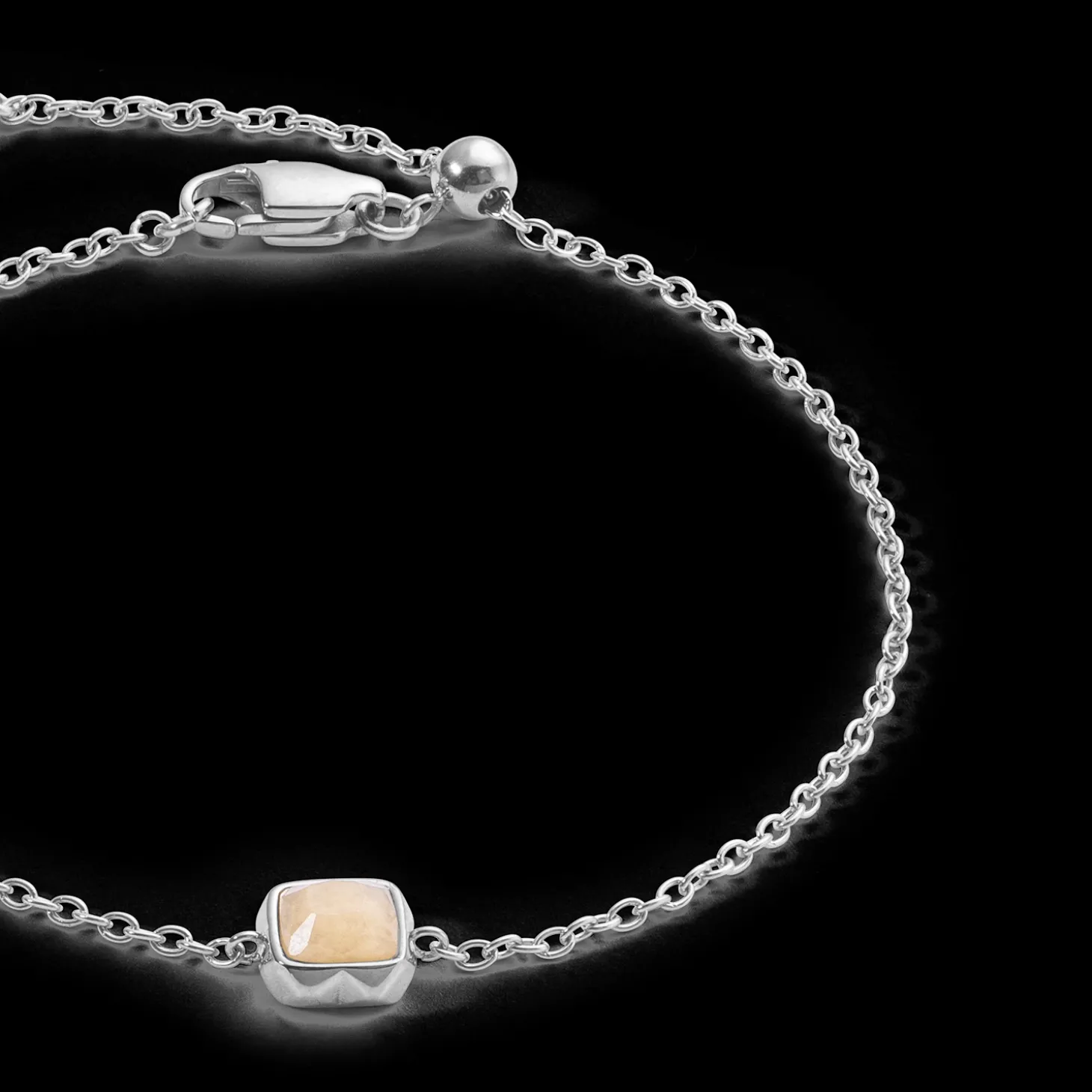 Birthstone June Bracelet Cream Jade Silver