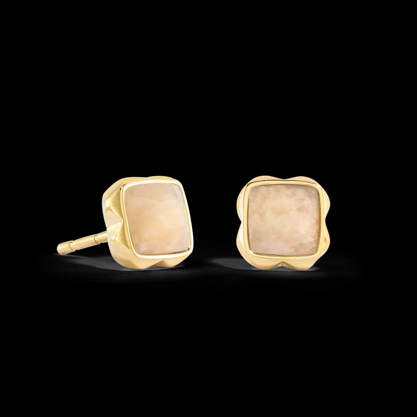 Birthstone June Earrings Cream Jade Gold
