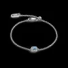 Birthstone March Bracelet Blue Aventurine Silver