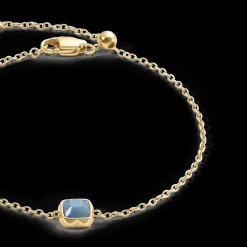 Birthstone March Bracelet Blue Aventurine Gold