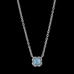Birthstone March Necklace Blue Aventurine Silver