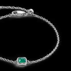 Birthstone May Bracelet Green Agate Silver