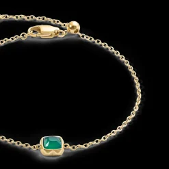 Birthstone May Bracelet Green Agate Gold