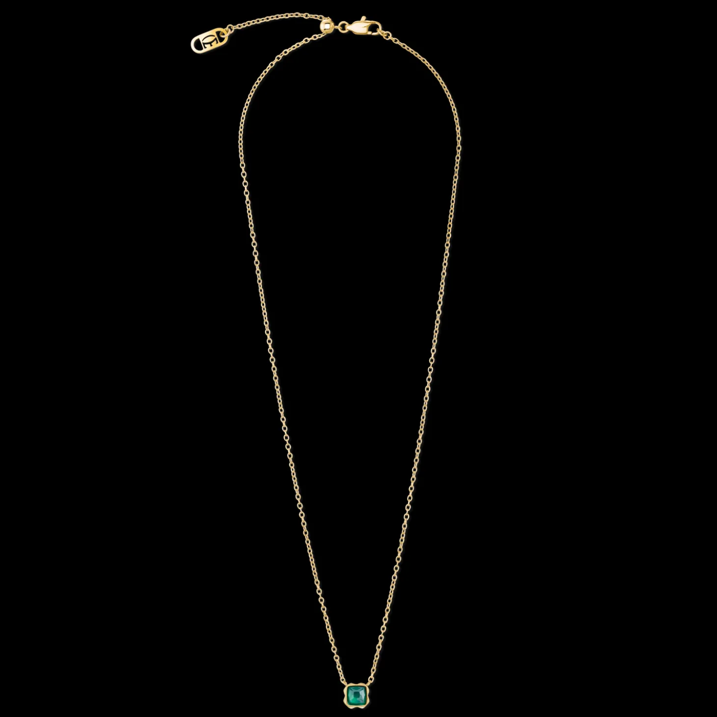 Birthstone May Necklace Green Agate Gold