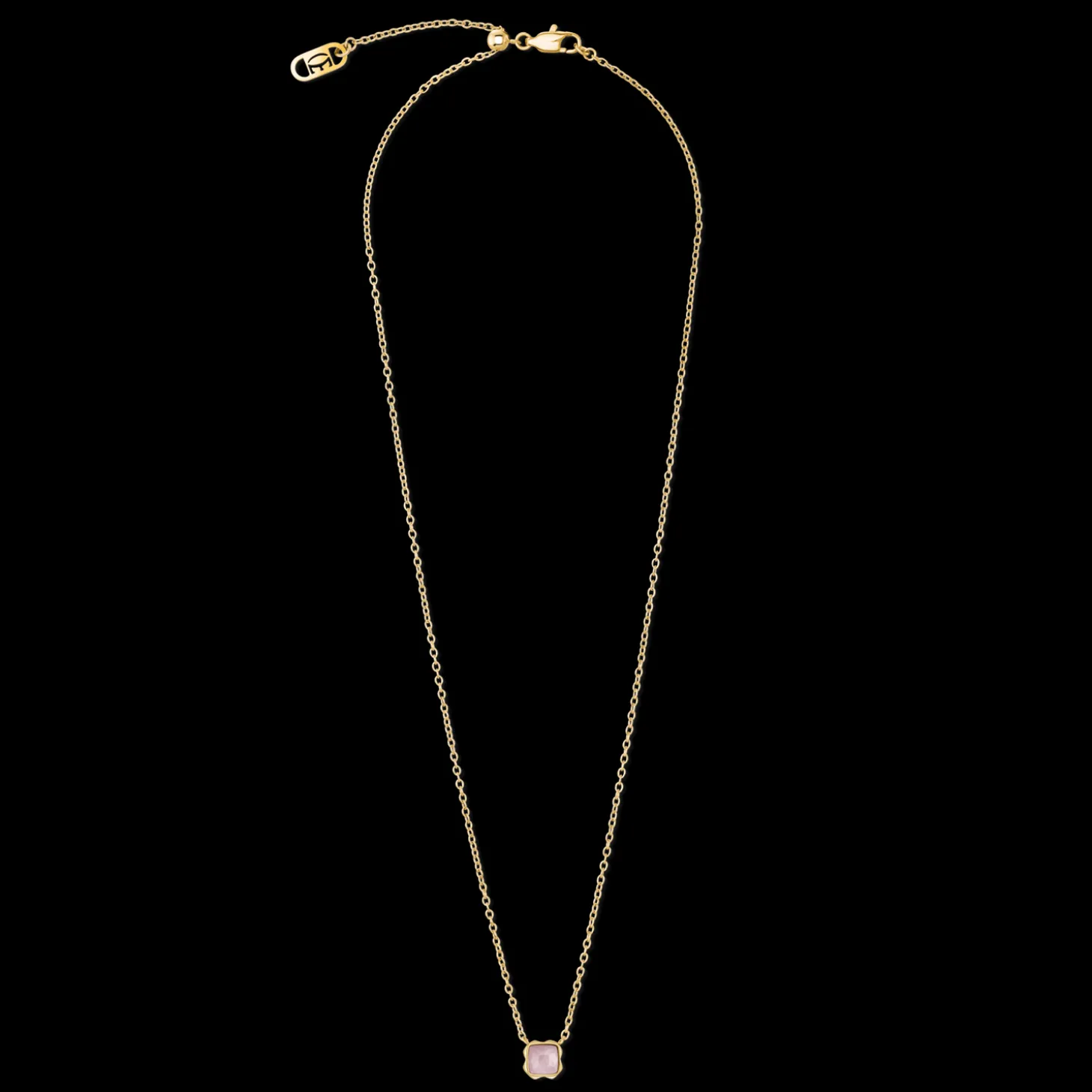 Birthstone October Necklace Rose Quartz Gold