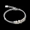 Bracelet Asymmetry freshwater pearls & stainless steel white-silver