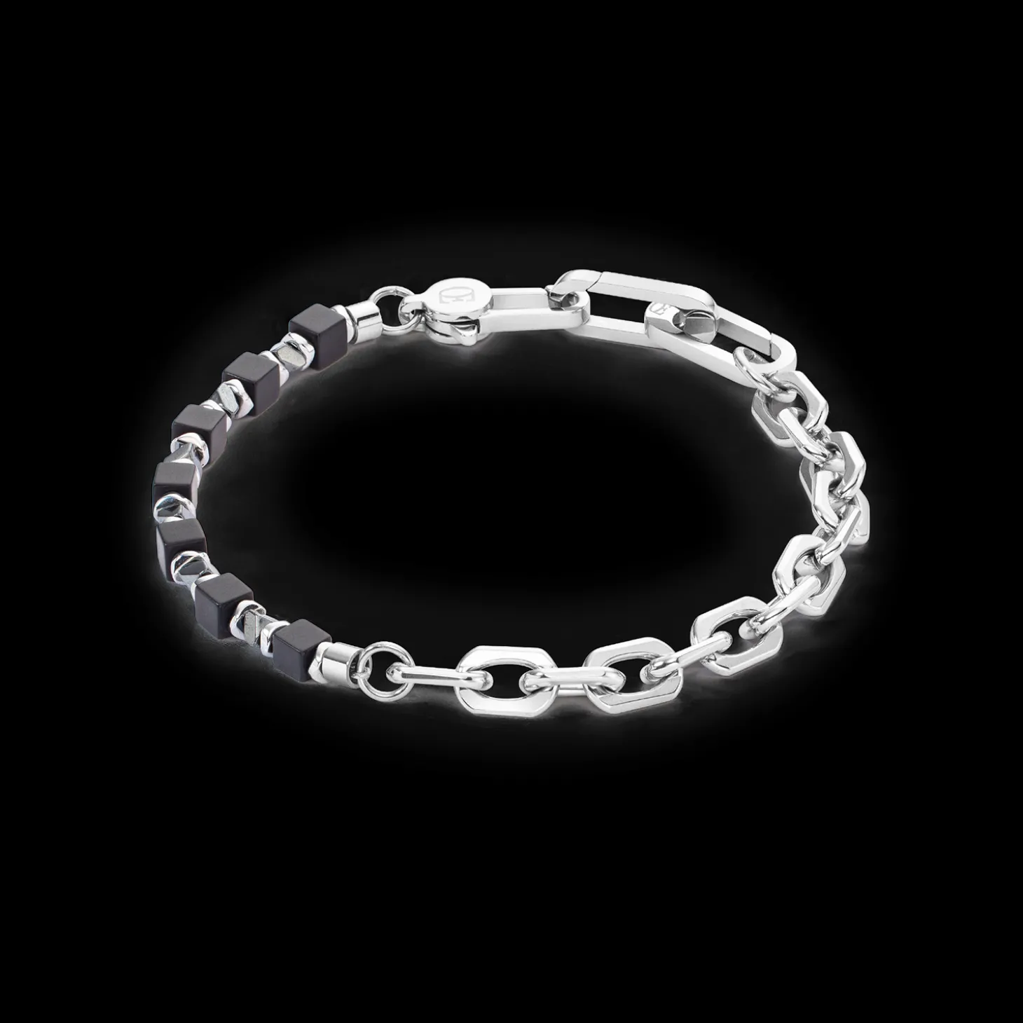 Bracelet Cubes Fusion link chain black