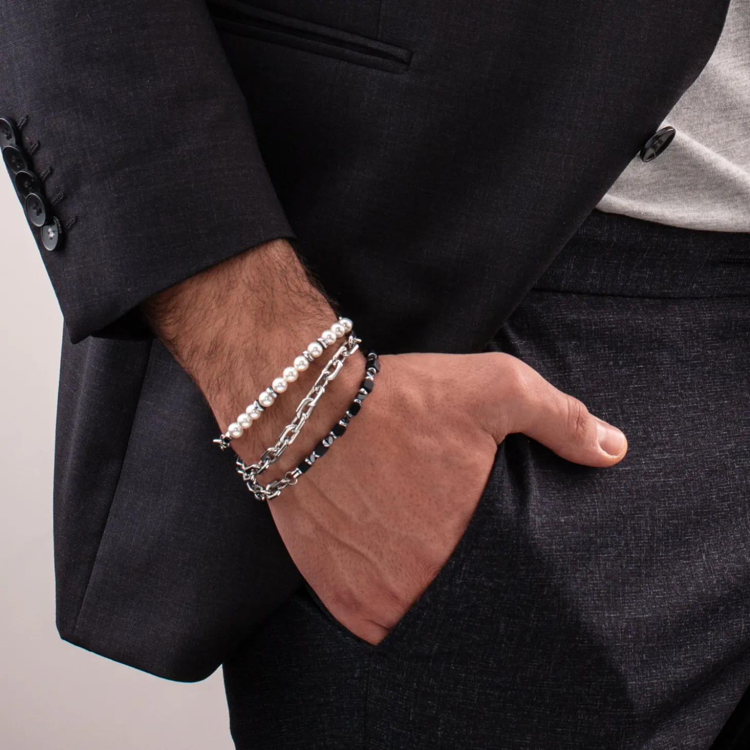 Bracelet Cubes Fusion link chain black