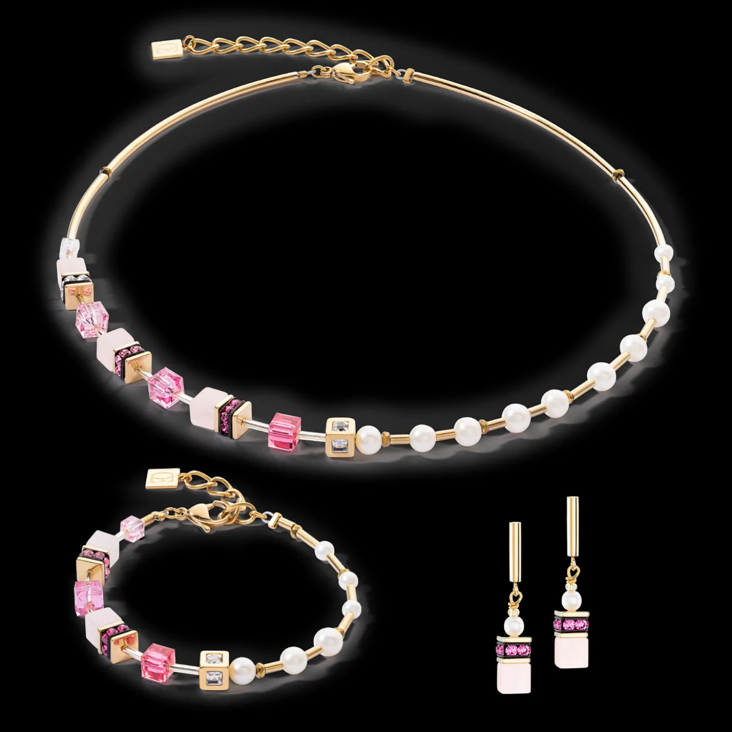 Bracelet GeoCUBE® Fusion Precious Pearl Mix gold-pink
