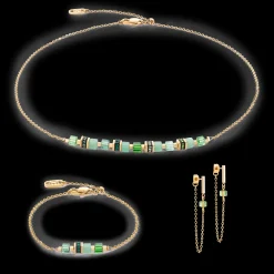 Bracelet Mini Cubes & Chain gold-green