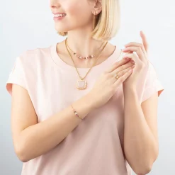 Bracelet Mini Cubes & Chain gold-pink