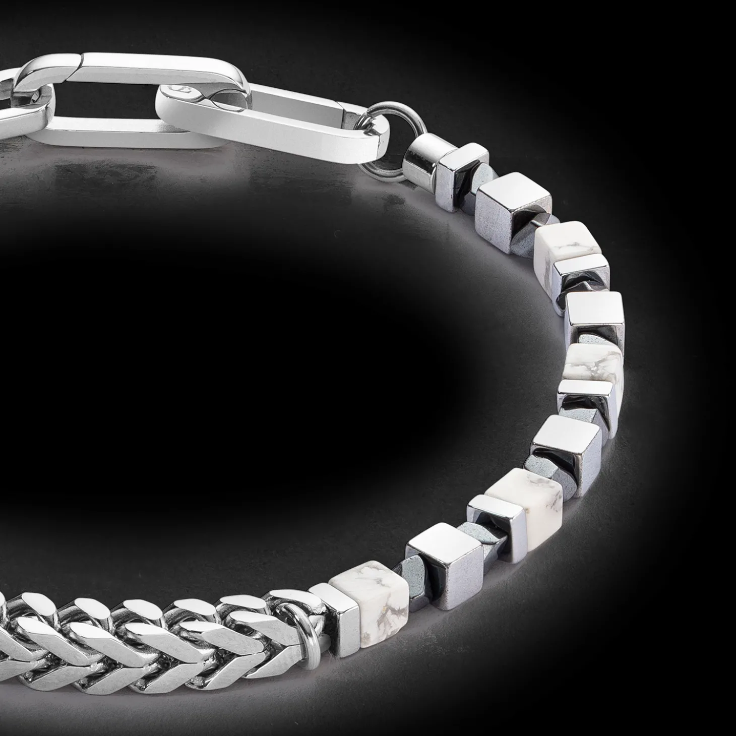 Bracelet Precious Cubes & Chain white-silver