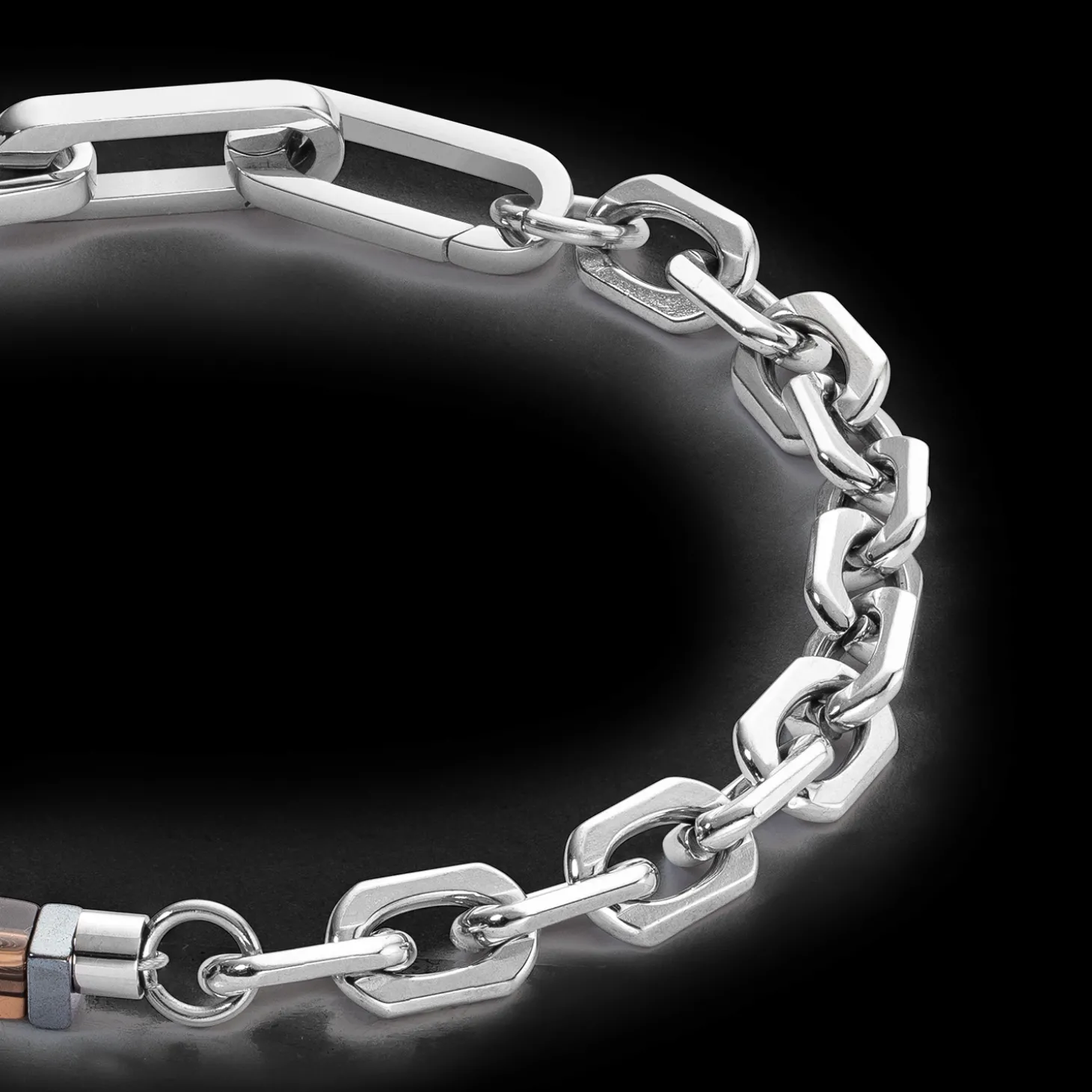 Bracelet Precious Fusion link chain brown-silver
