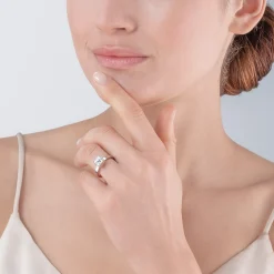 Brilliant Square big ring silver crystal