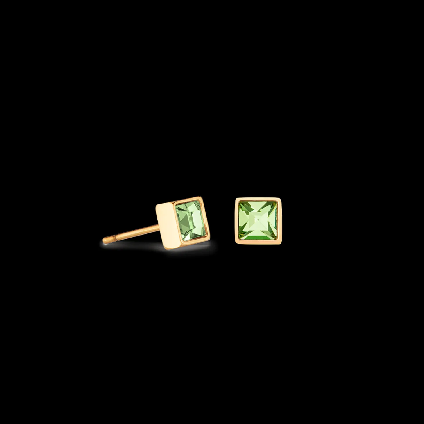 Brilliant Square small earrings gold green