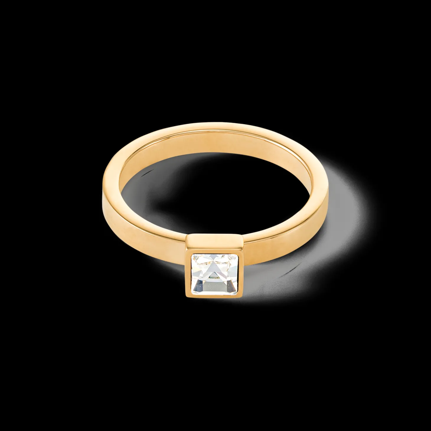 Brilliant Square small ring gold crystal