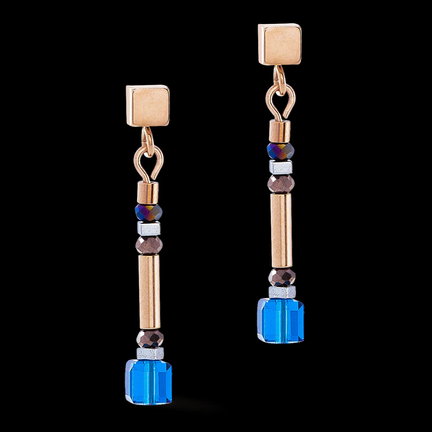 Cube Story Minimalistic Sparkling earrings Multicolour Autumn