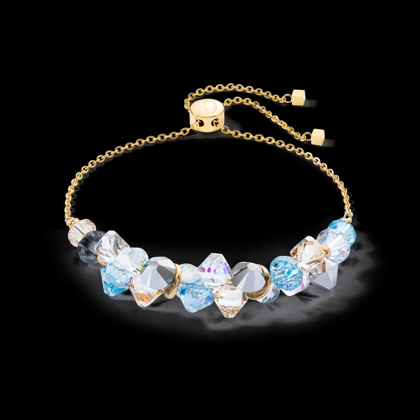 Dancing Crystals bracelet gold aqua