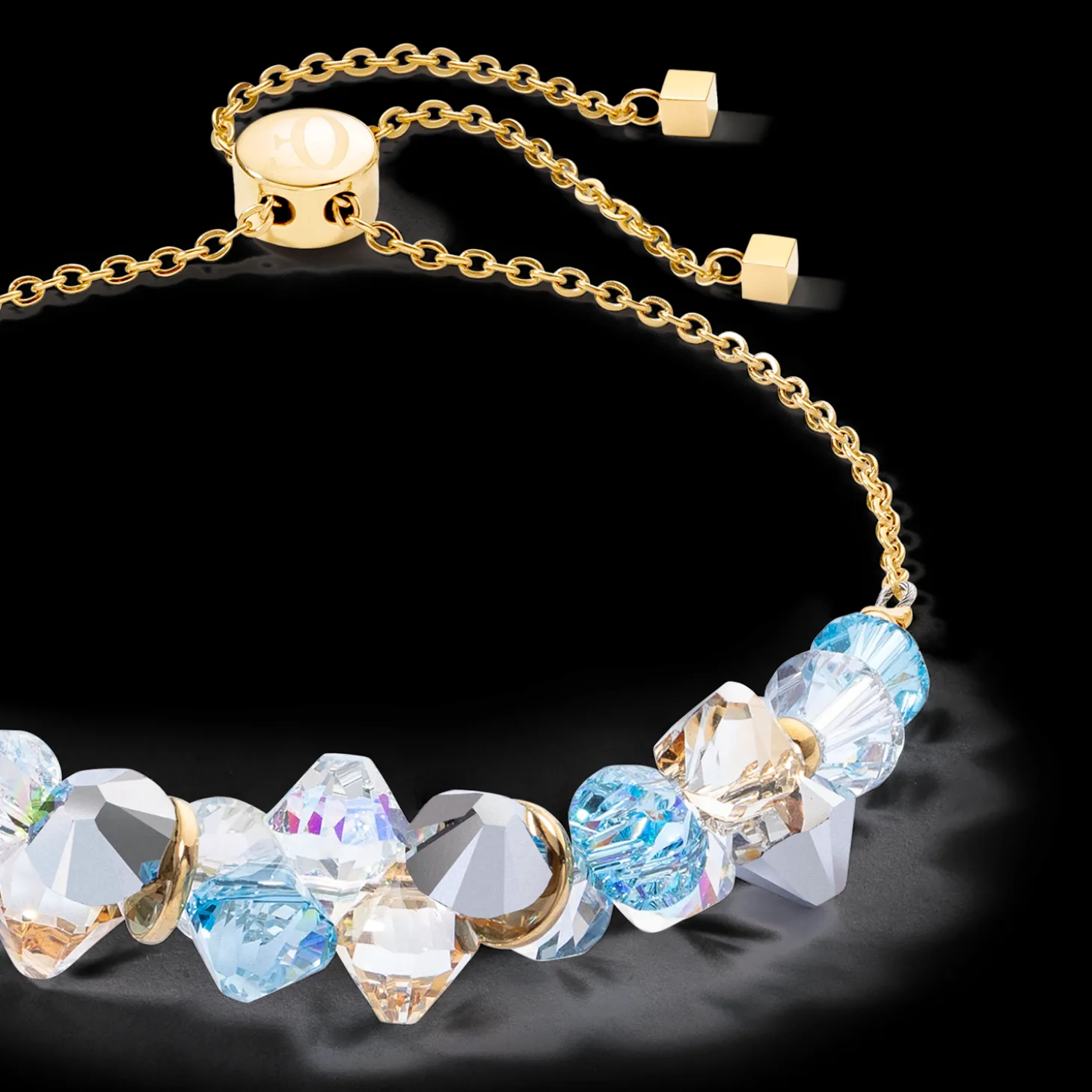 Dancing Crystals bracelet gold aqua