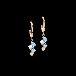Dancing Crystals earrings gold aqua