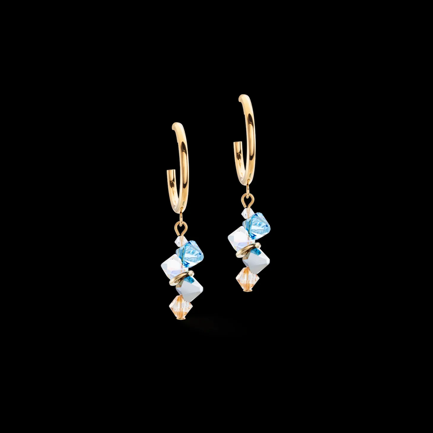 Dancing Crystals earrings gold aqua