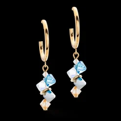 Dancing Crystals earrings gold aqua