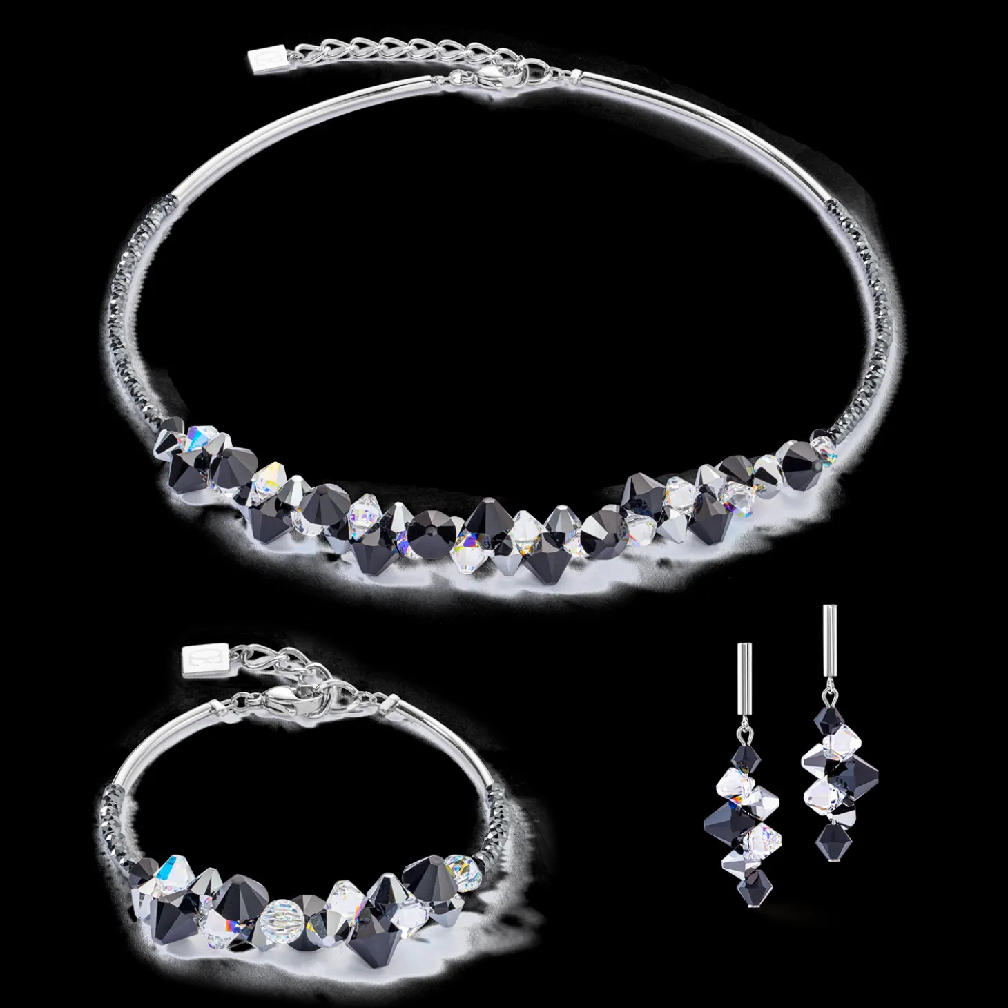 Dancing Crystals Update necklace silver-black
