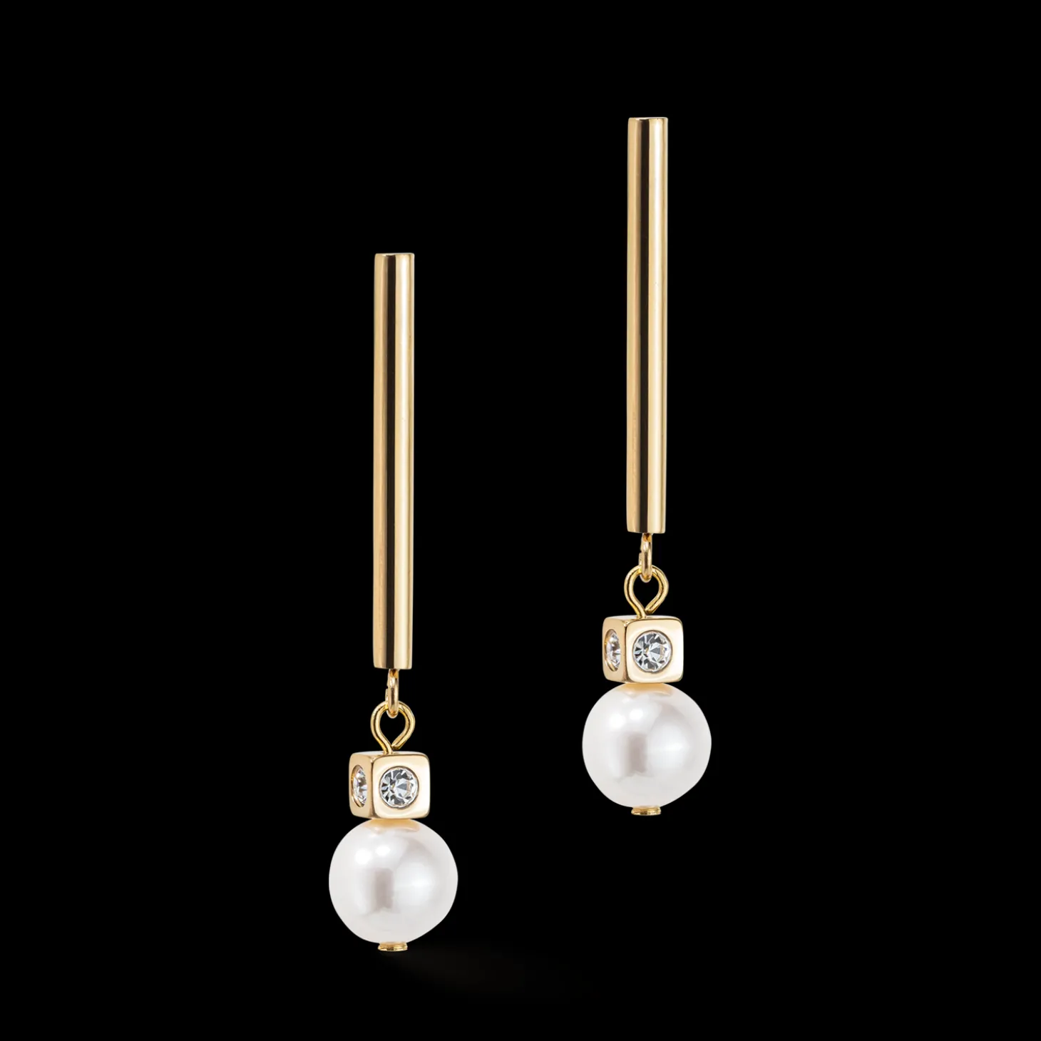 Earrings Asymmetry Freshwater Pearls & stainless steel white-gold