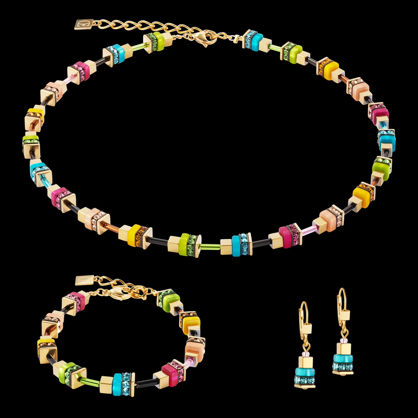 Earrings Boho Sunset Cube rainbow